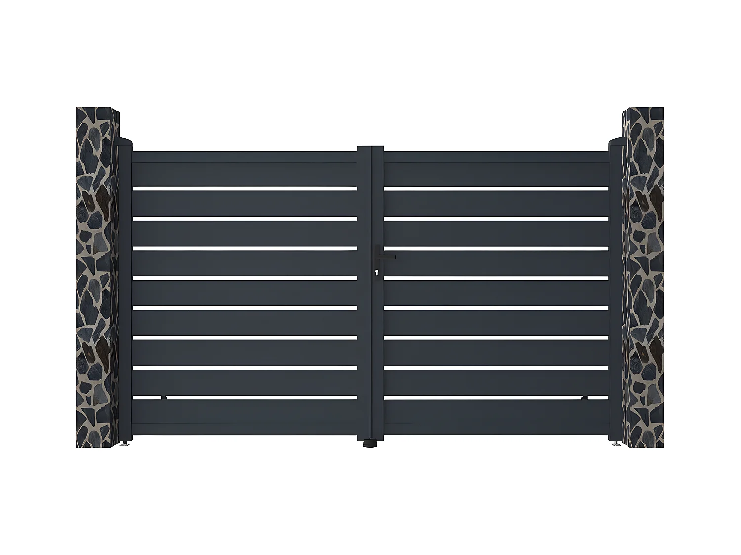 Portail battant aluminium ajouré L305 x H183 cm anthracite - PRIMO