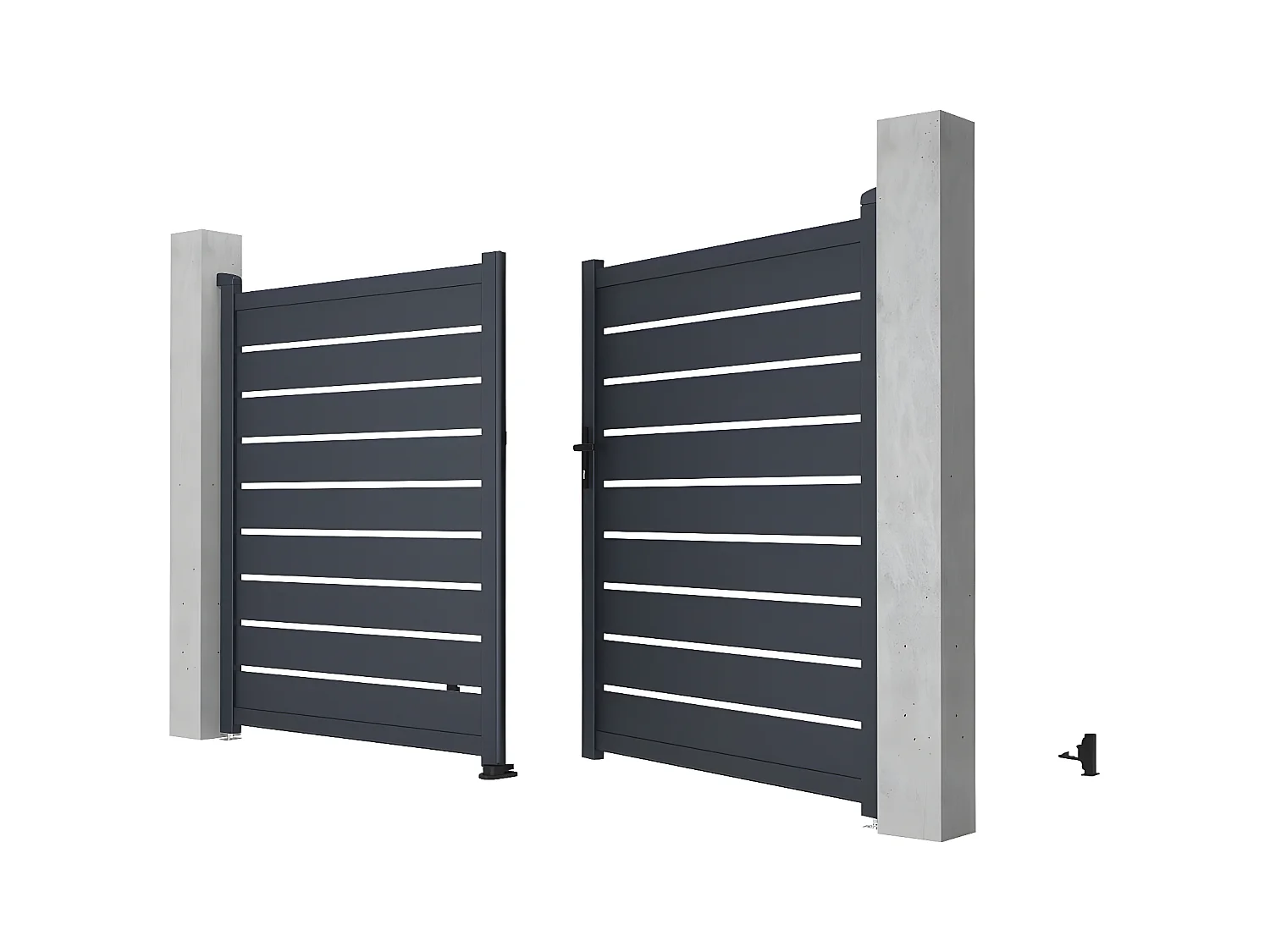 Portail battant aluminium ajouré L305 x H183 cm anthracite - PRIMO