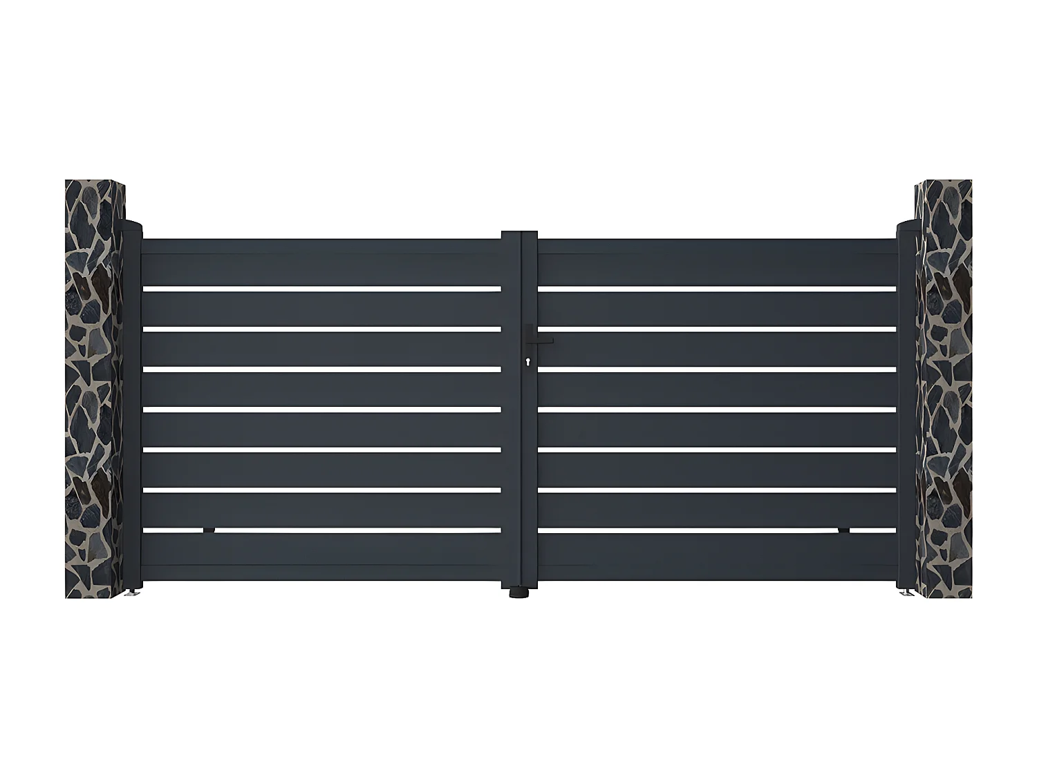 Portail battant aluminium ajouré L355 x H166 cm anthracite - PRIMO