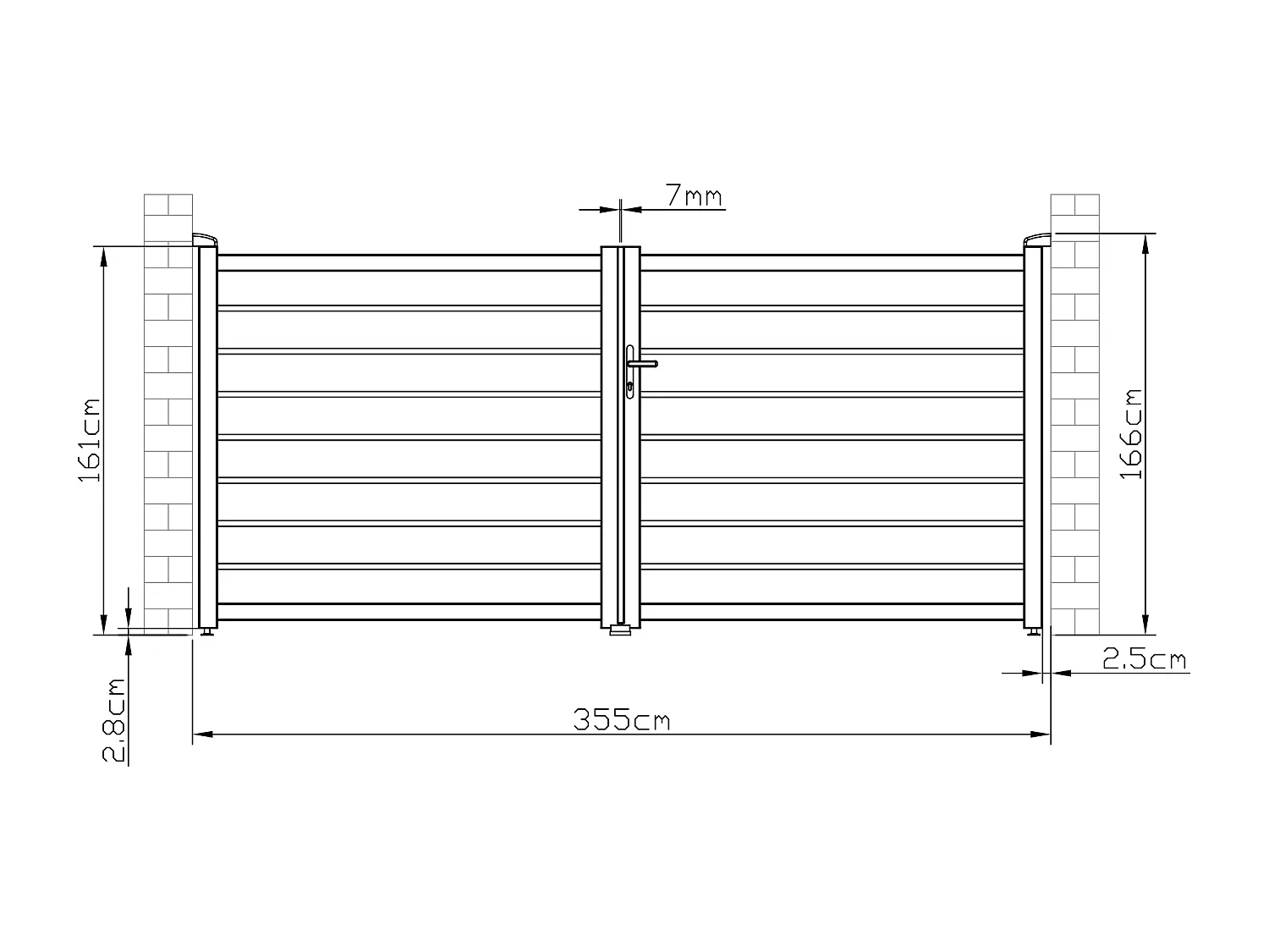 Portail battant aluminium ajouré L355 x H166 cm anthracite - PRIMO