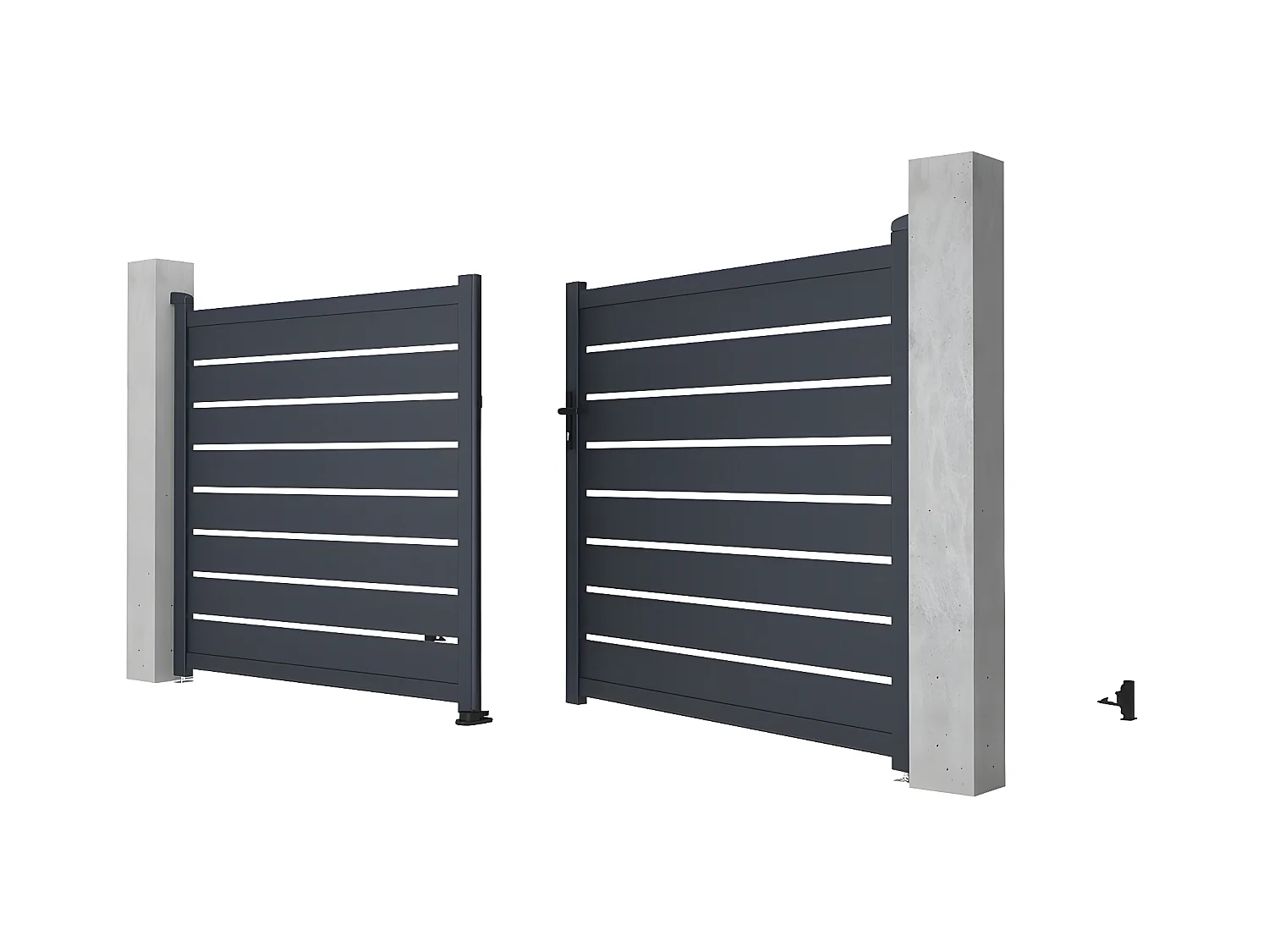Cancello a battente traforato L350 x H158 cm in Alluminio Antracite - PRIMO