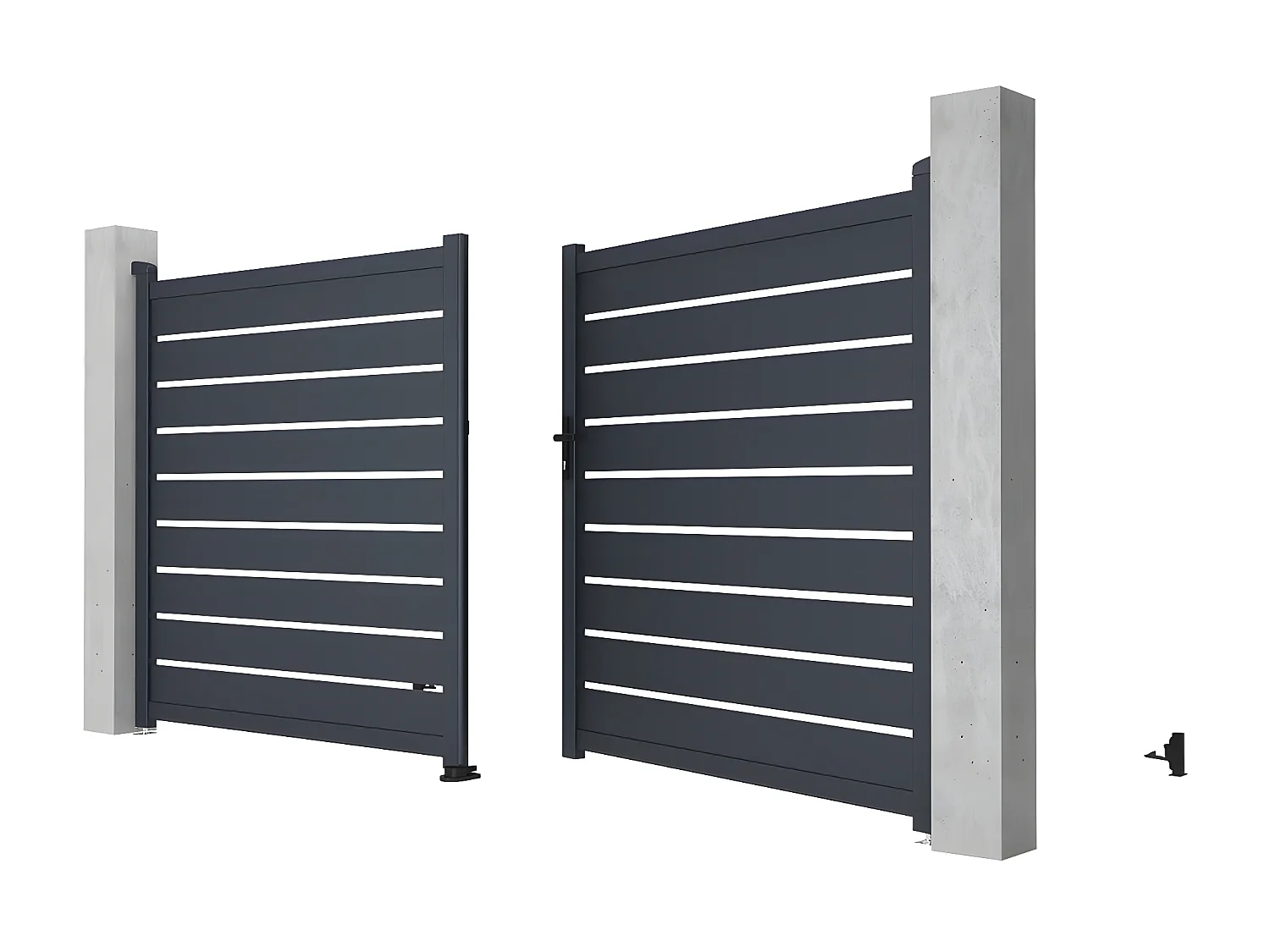 Gartentor Flügeltor Doppeltor - 355 x 183 cm - durchbrochen - Aluminium - Anthrazit - PRIMO