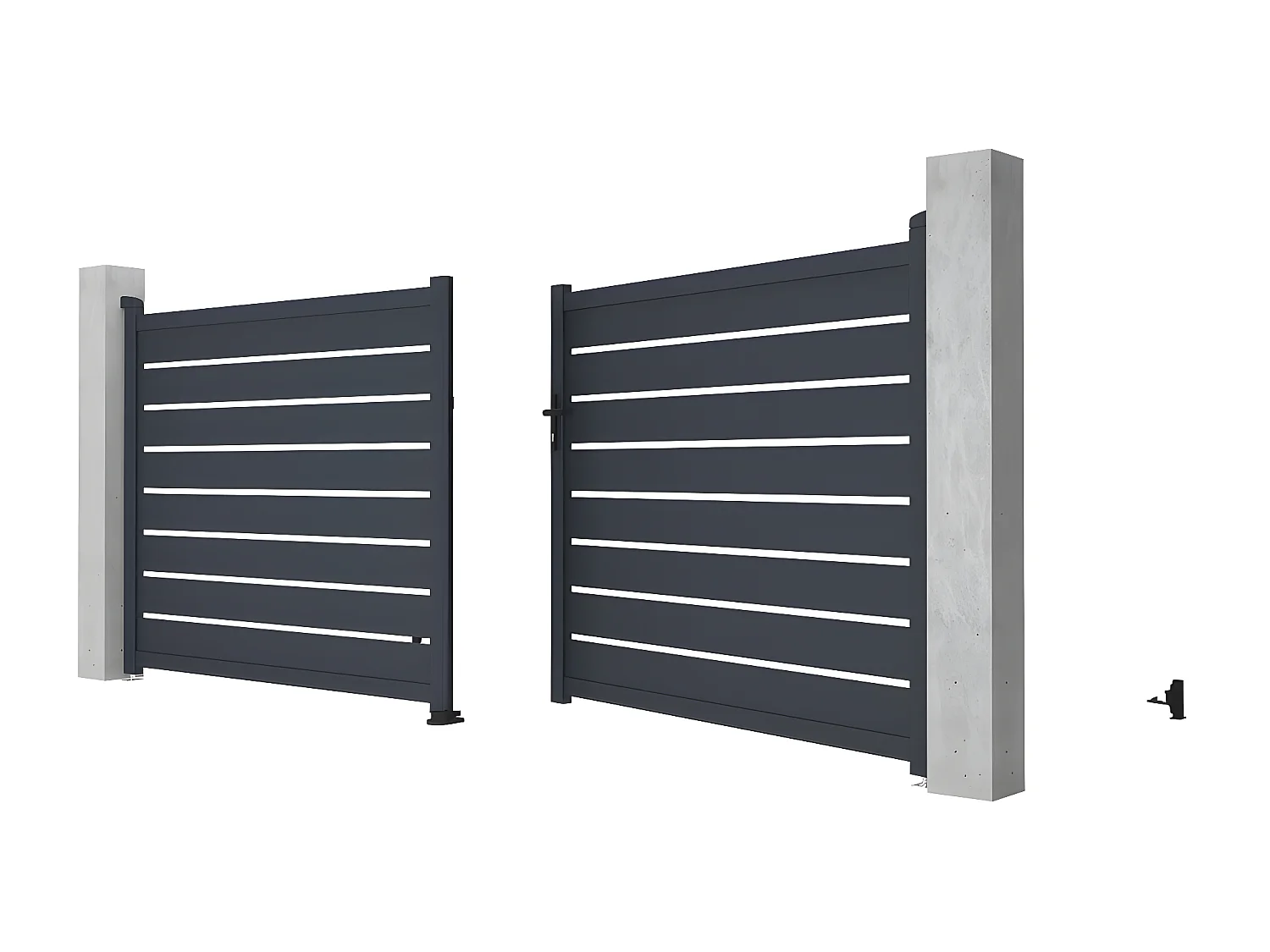 Portail battant aluminium ajouré L397 x H166 cm anthracite - PRIMO