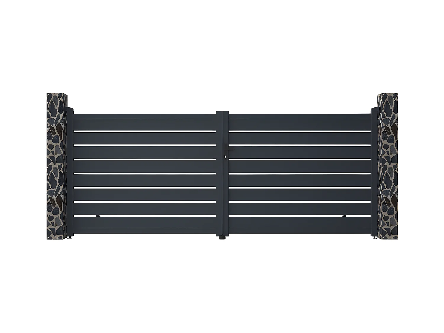 Gartentor Flügeltor Doppeltor - 397 x 166 cm - durchbrochen - Aluminium - Anthrazit - PRIMO