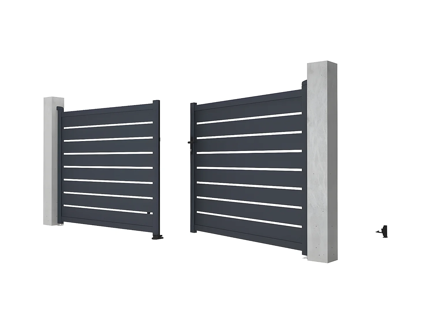 Gartentor Flügeltor Doppeltor - 397 x 166 cm - durchbrochen - Aluminium - Anthrazit - PRIMO