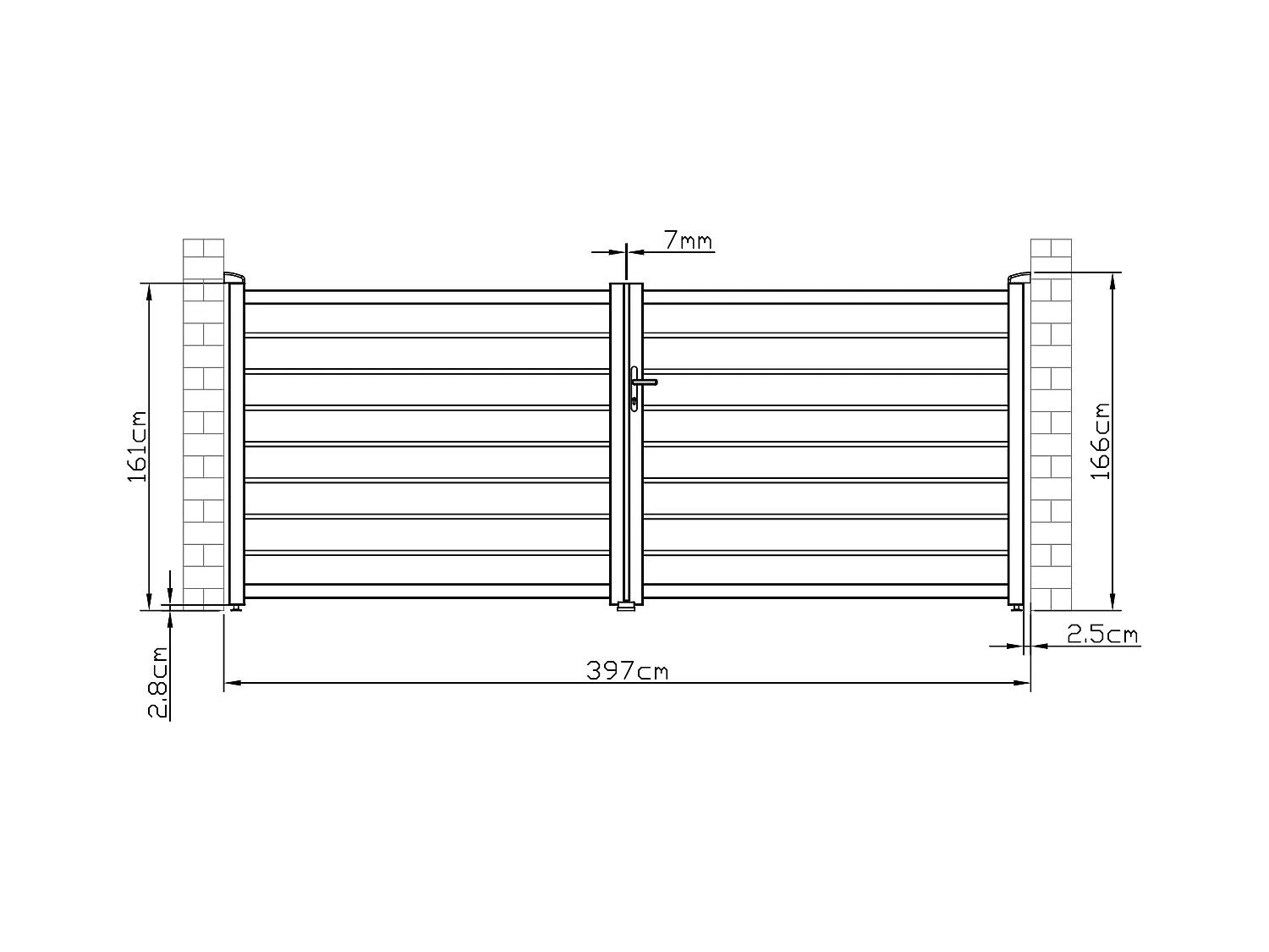Gartentor Flügeltor Doppeltor - 397 x 166 cm - durchbrochen - Aluminium - Anthrazit - PRIMO