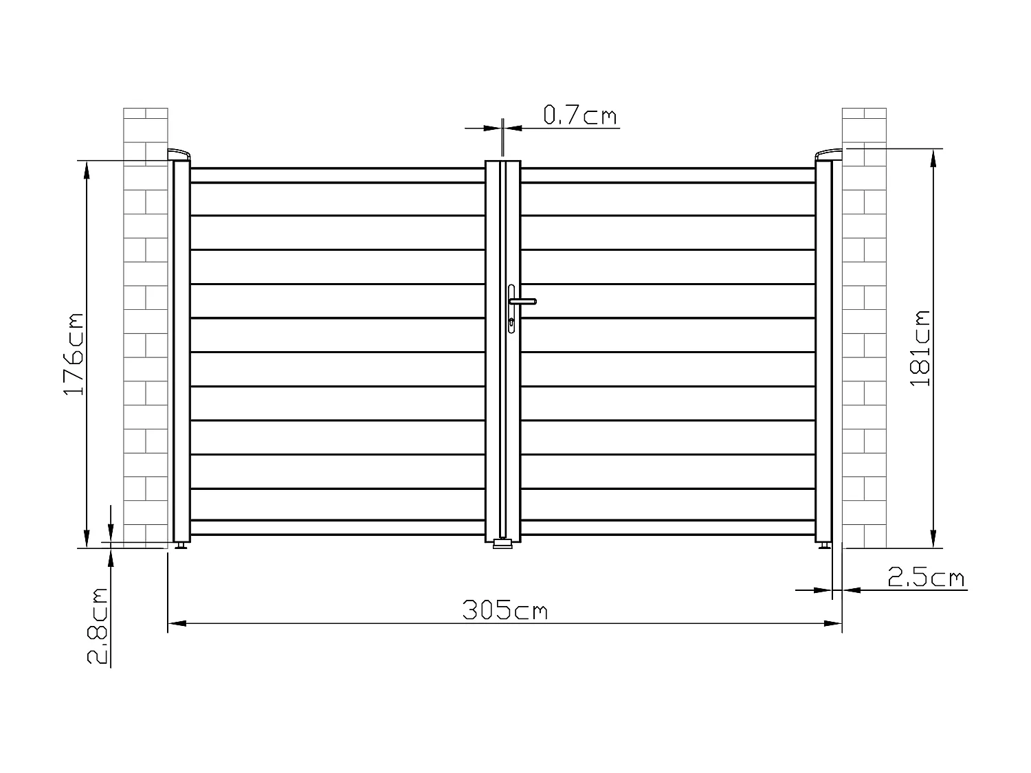 Cancello a battente L305 x H181 cm Alluminio pieno Antracite - NAZARIO