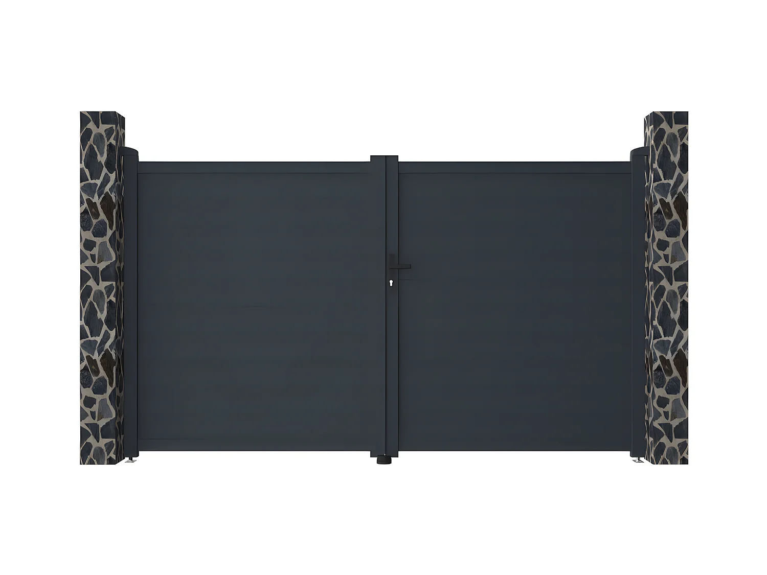 Gartentor Flügeltor Doppeltor - 305 x 181 cm - voll - voll - Aluminium - Anthrazit - NAZARIO