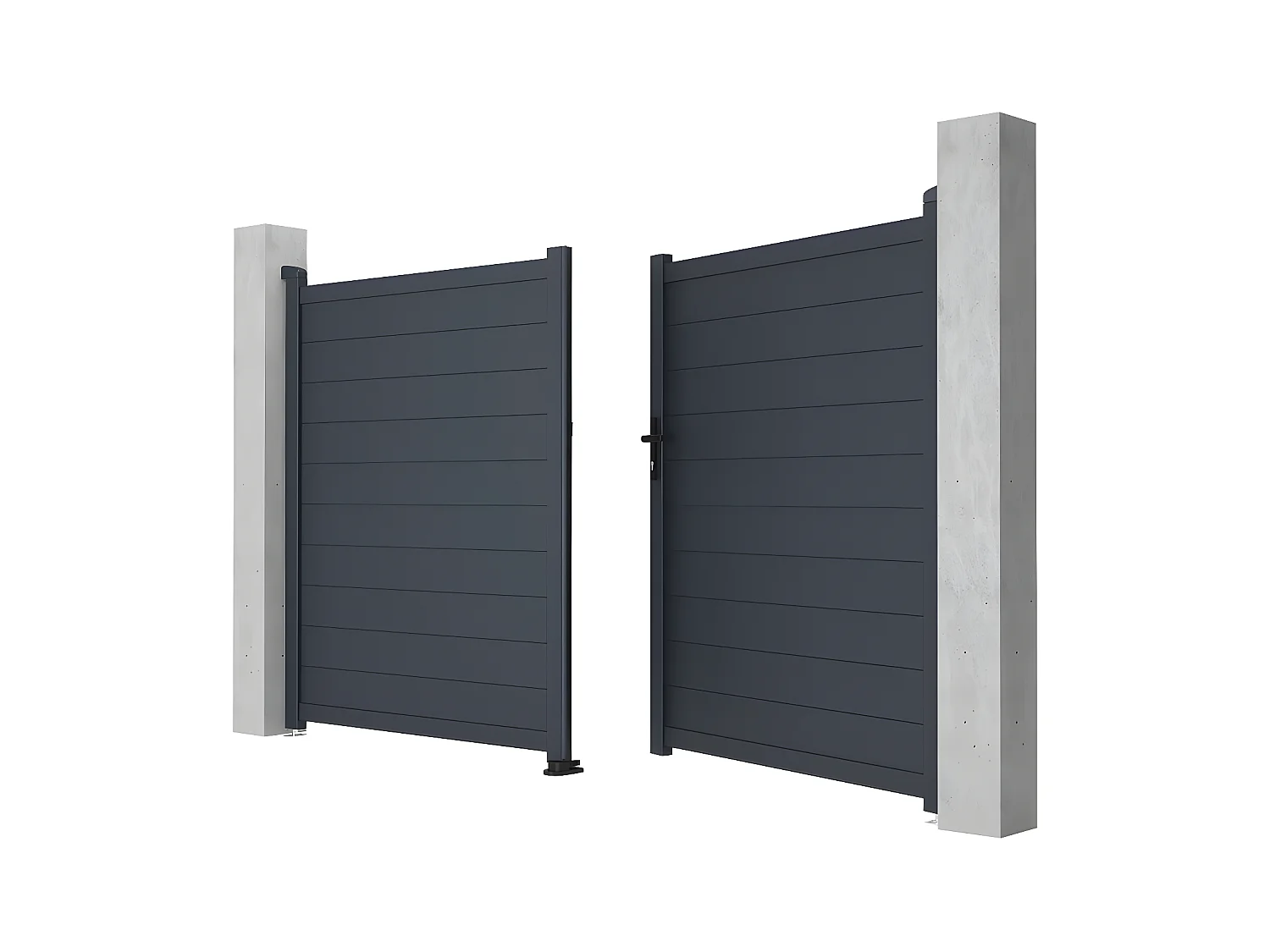 Gartentor Flügeltor Doppeltor - 305 x 181 cm - voll - voll - Aluminium - Anthrazit - NAZARIO