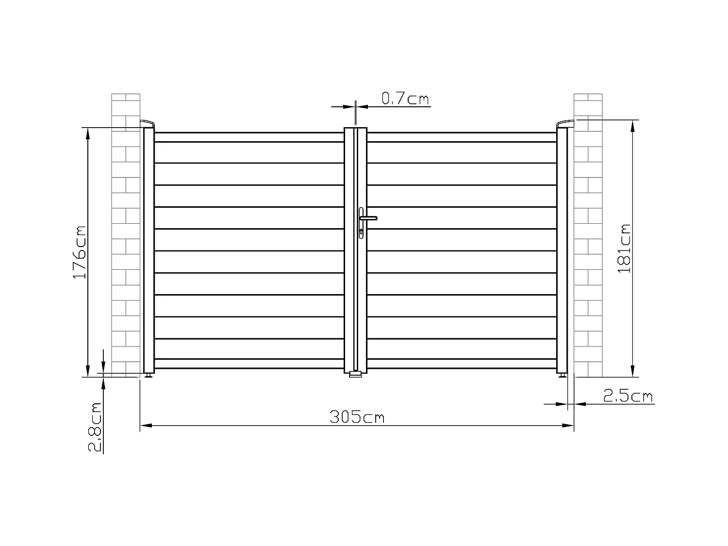 Portail battant aluminium plein L305 x H181 cm anthracite - NAZARIO