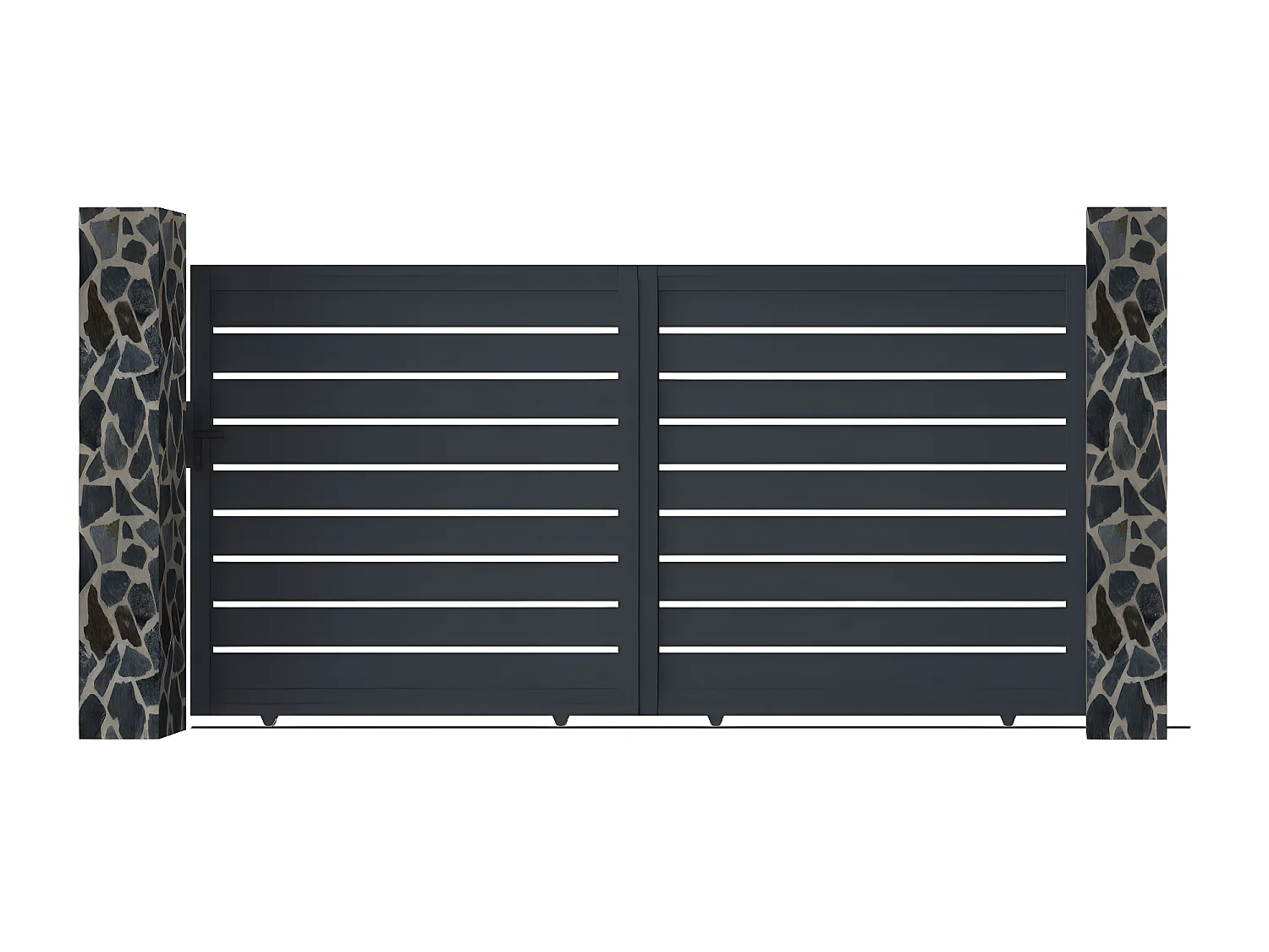 Portão de correr perfurado em alumínio antracite de 350x176 cm - PRIMO