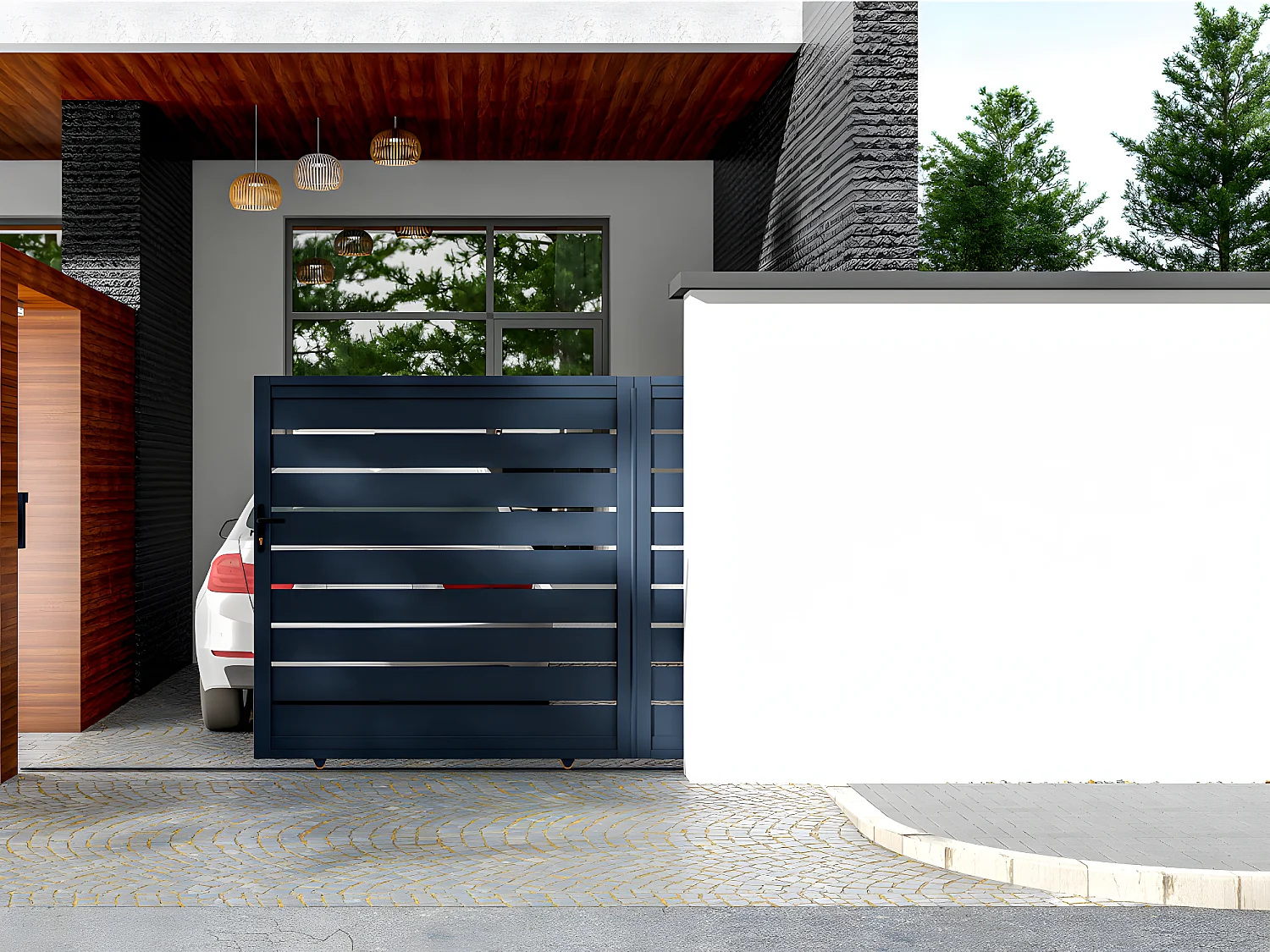 Gartentor Schiebetor - 374 x 183 cm - durchbrochen - Aluminium - Anthrazit - PRIMO