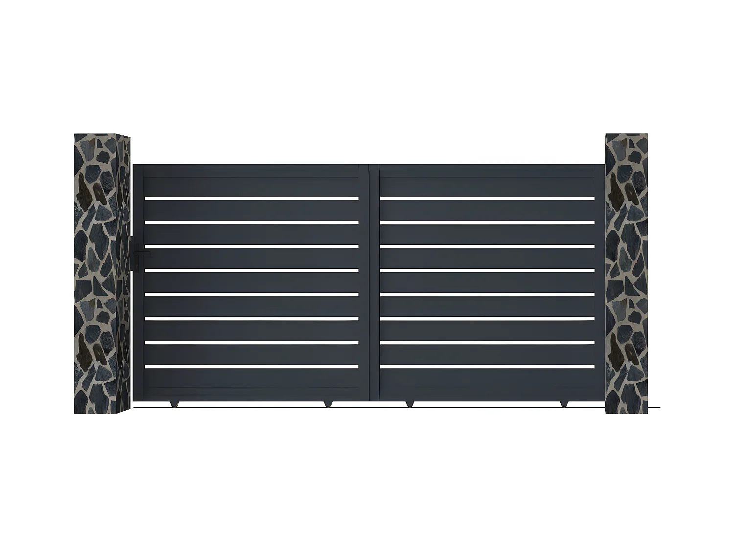 Portail coulissant aluminium ajouré L374 x  H183 cm anthracite - PRIMO