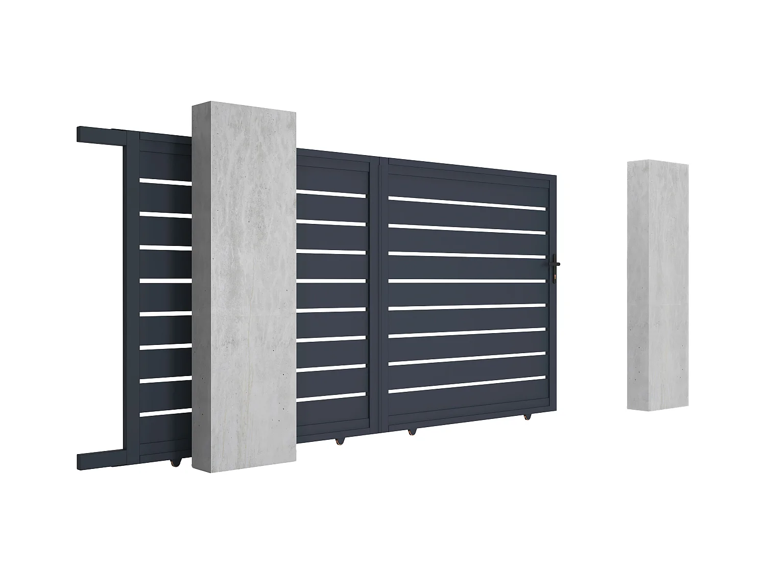 Portail coulissant aluminium ajouré L374 x  H183 cm anthracite - PRIMO