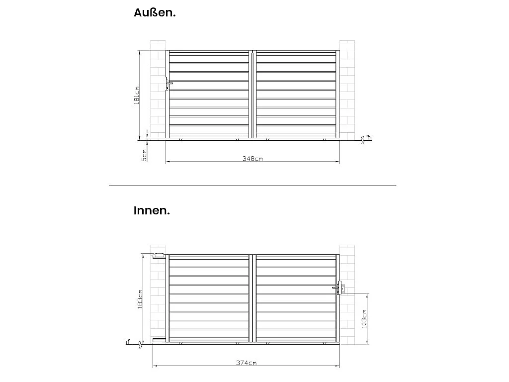 Gartentor Schiebetor - 374 x 183 cm - durchbrochen - Aluminium - Anthrazit - PRIMO