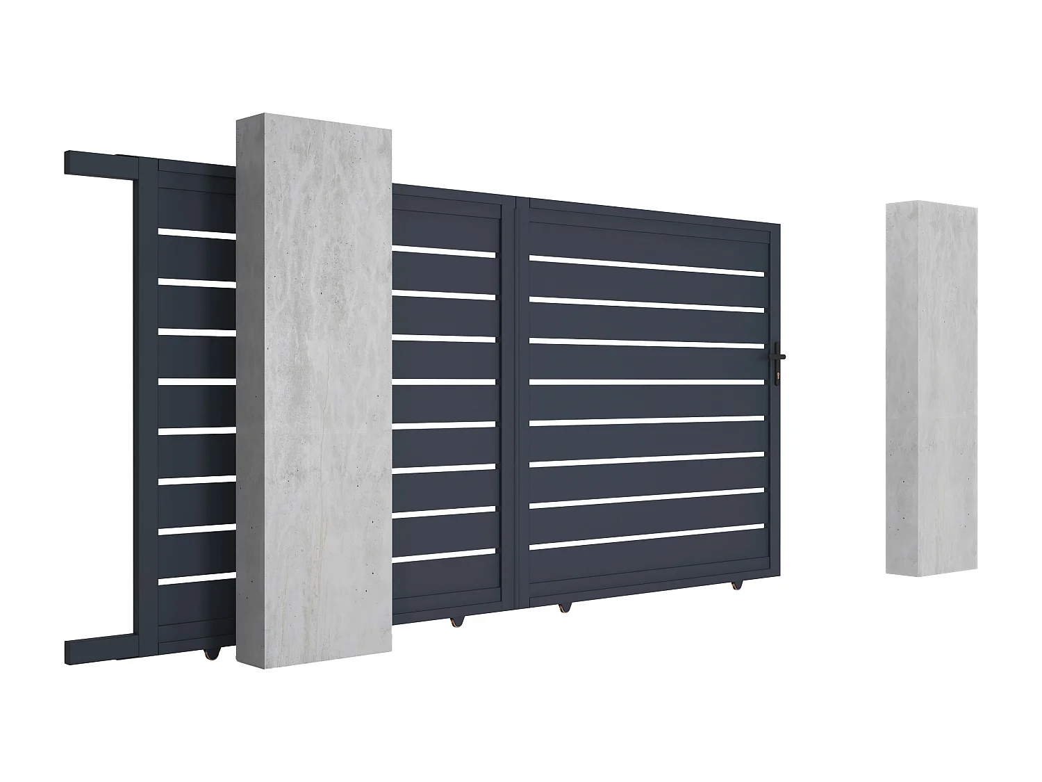 Cancello scorrevole L350 x H176 cm in Alluminio traforato Antracite - PRIMO