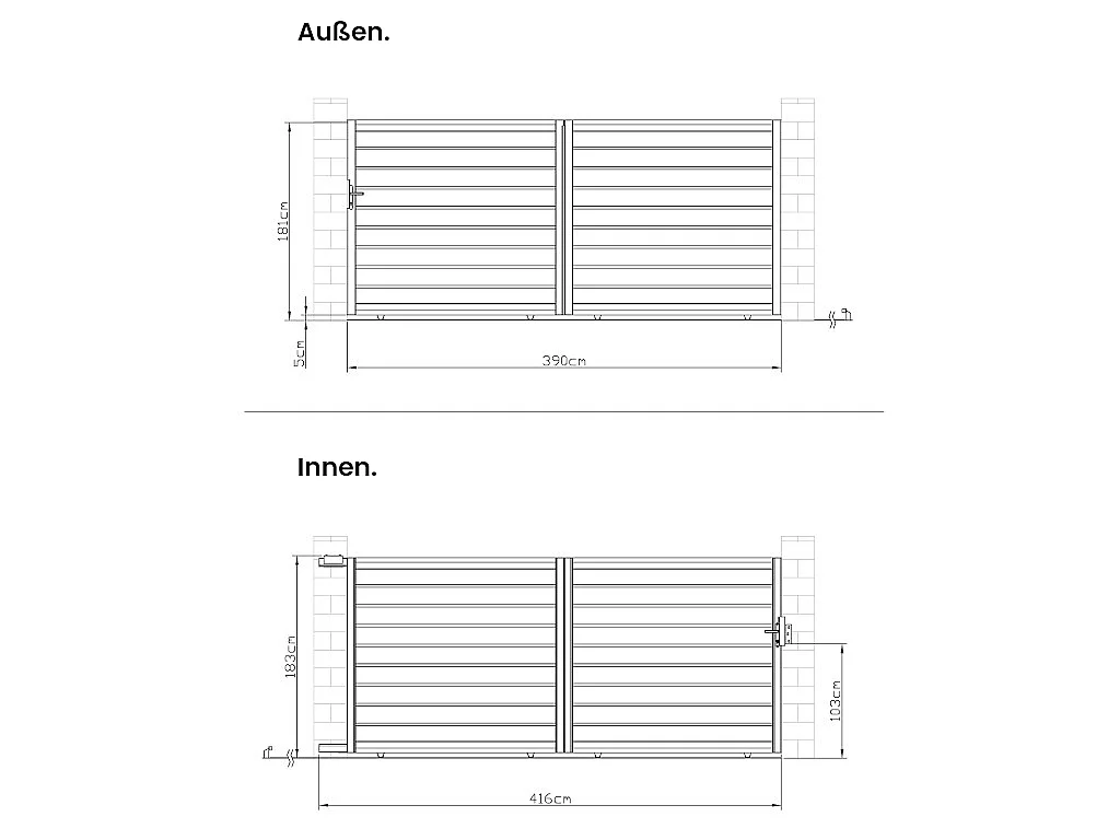 Gartentor Schiebetor - 416 x 183 cm - durchbrochen - Aluminium - Anthrazit - PRIMO