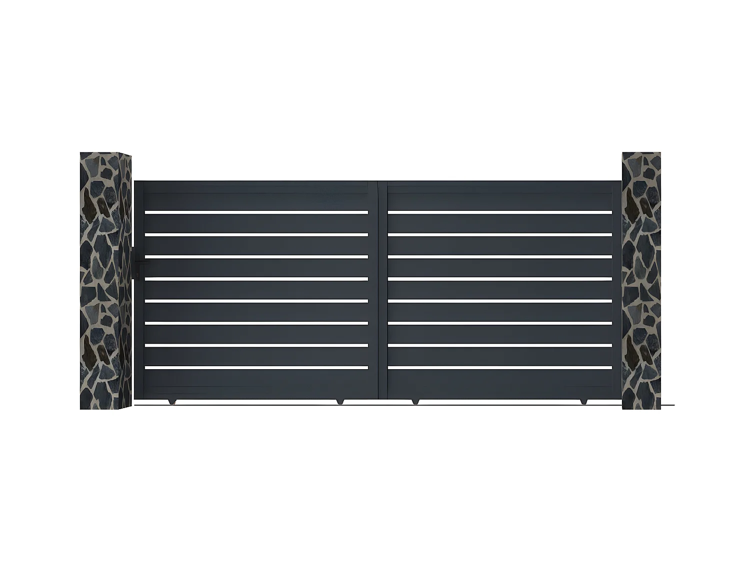 Portail coulissant aluminium semi ajouré L416 x H183 cm anthracite - PRIMO