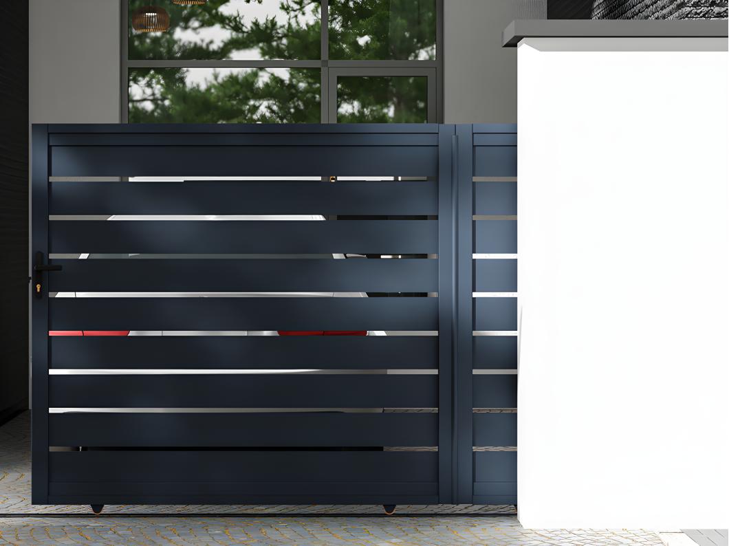 Portail coulissant aluminium semi ajouré L416 x H183 cm anthracite - PRIMO