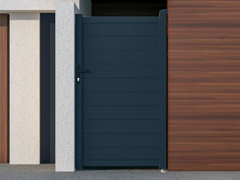 Portillon battant aluminium plein L103 x H181 cm anthracite - NAZARIO