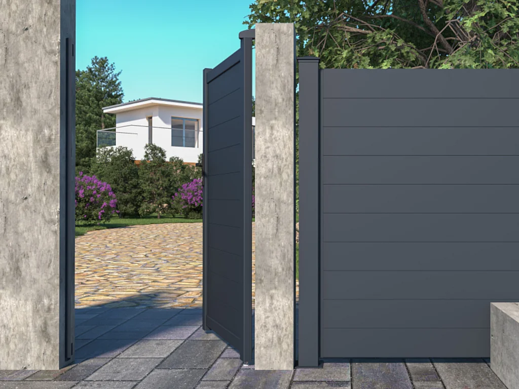 Portillon battant aluminium plein L103 x H181 cm anthracite - NAZARIO