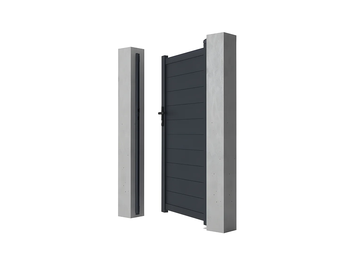 Portillon battant aluminium plein L103 x H181 cm anthracite - NAZARIO