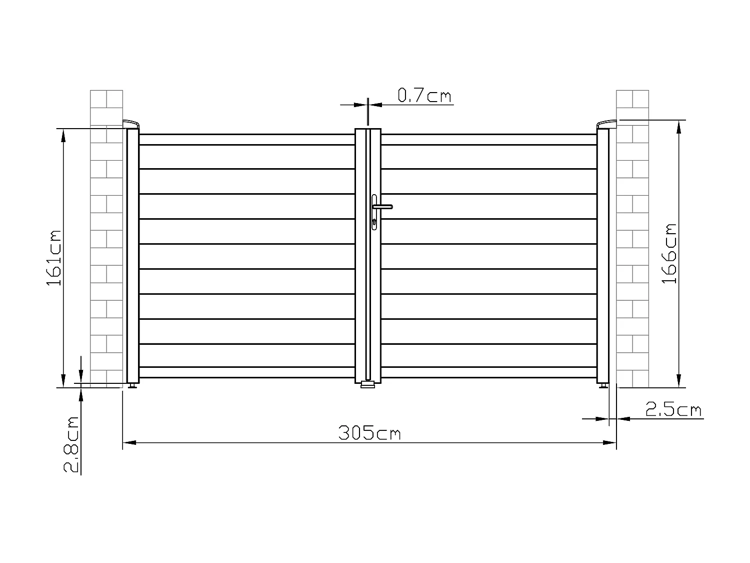 Portail battant aluminium plein L305 x H166 cm anthracite - NAZARIO