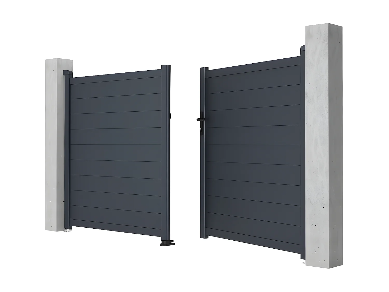 Gartentor Flügeltor Doppeltor - 305 x 166 cm - voll - Aluminium - Anthrazit - NAZARIO