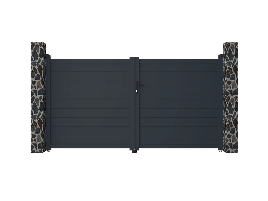 Draaipoort van aluminium antraciet - L305 x 166 cm - NAZARIO