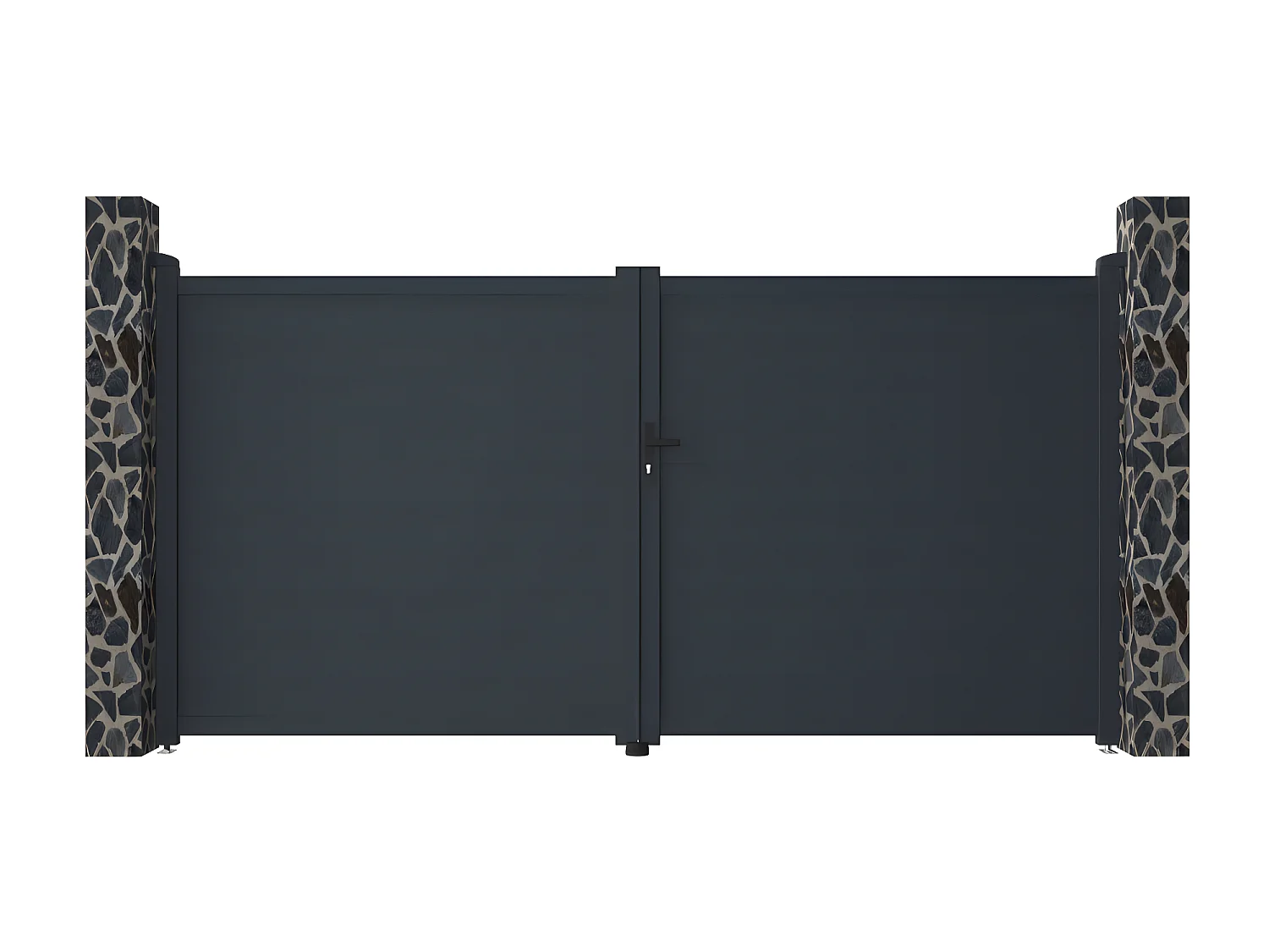 Cancello a battente L355 x H181 cm Alluminio pieno Antracite - NAZARIO