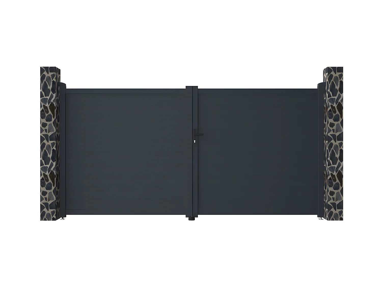 Draaipoort van aluminium antraciet - L355 x 181 cm - NAZARIO