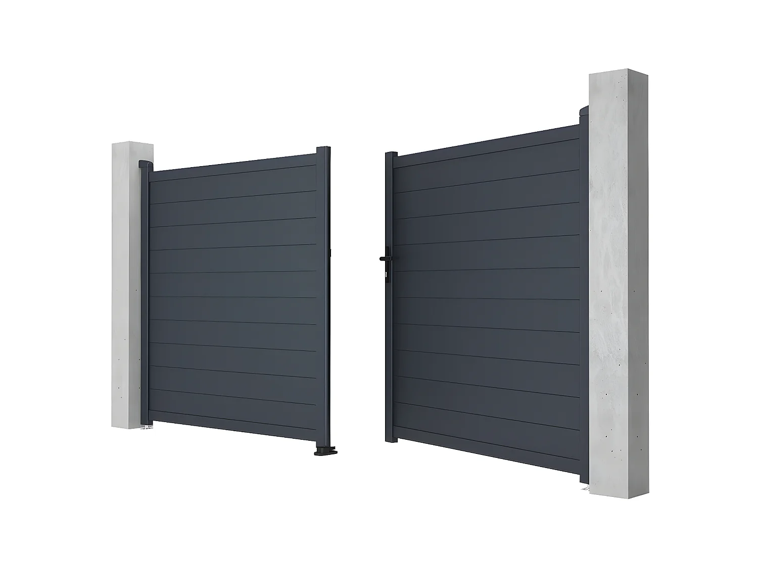 Draaipoort van aluminium antraciet - L355 x 181 cm - NAZARIO