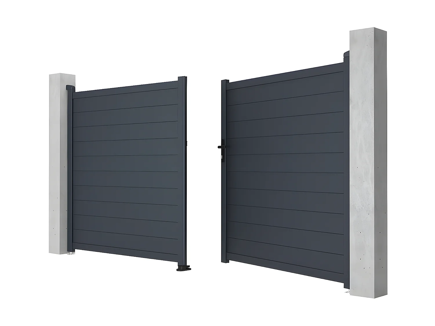 Svingport i antracitgråt aluminium 355 x 181 cm NAZARIO