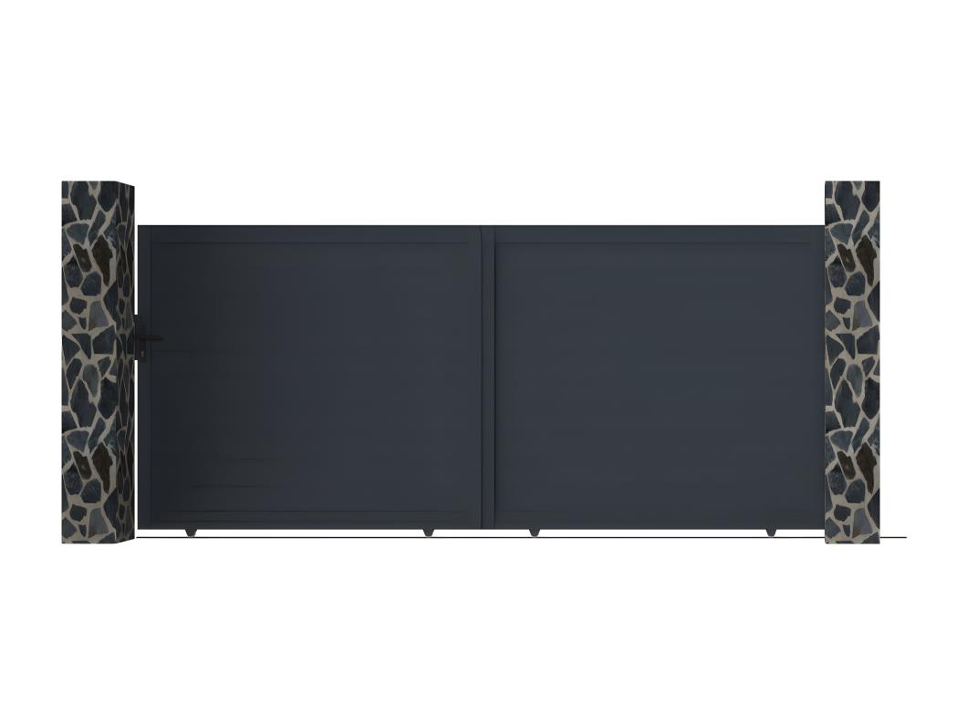 Gartentor Schiebetor - 416 x 180 cm - voll - Aluminium - Anthrazit - NAZARIO