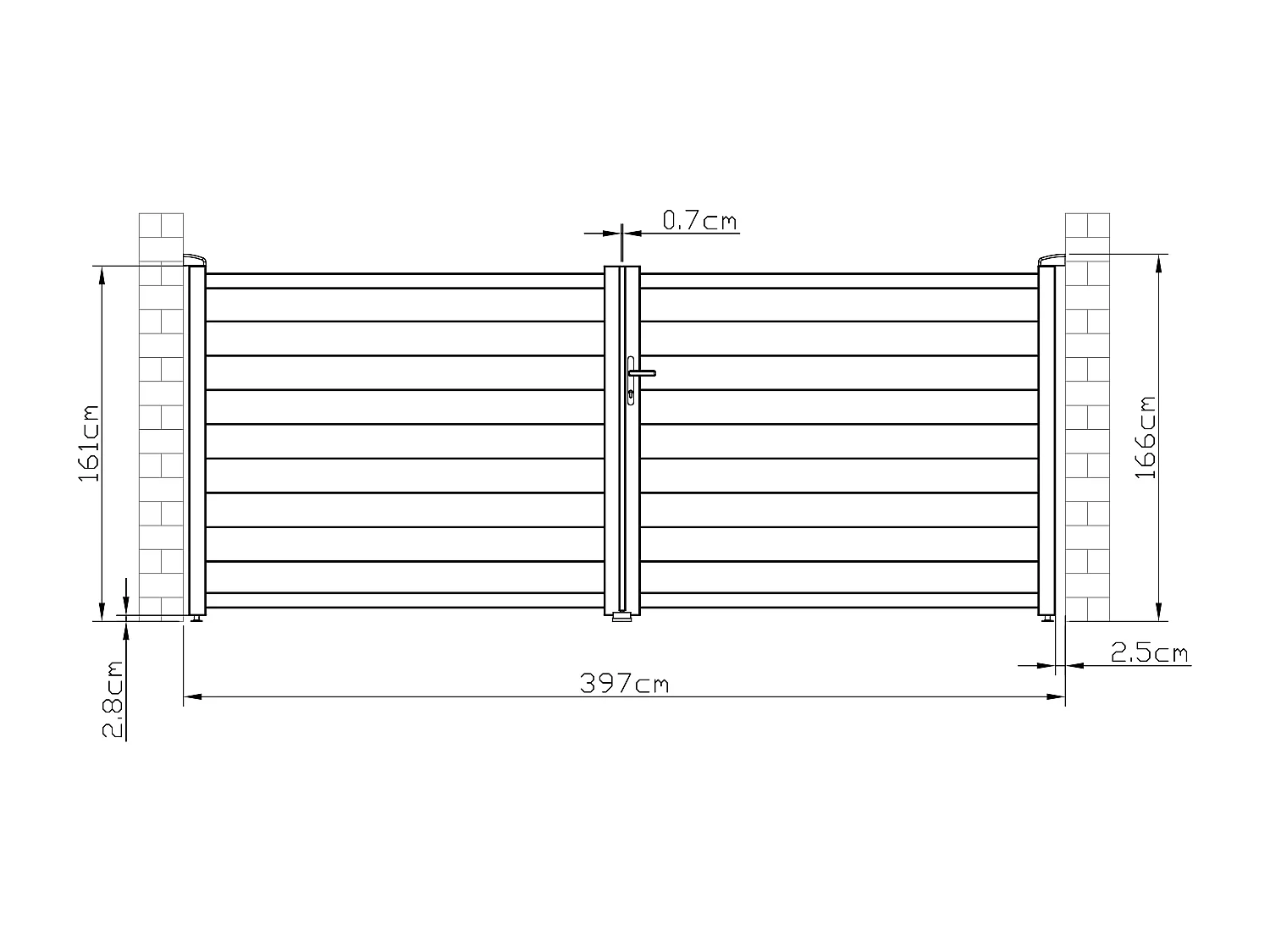 Cancello a battente L397 x H166 cm Alluminio pieno Antracite - NAZARIO