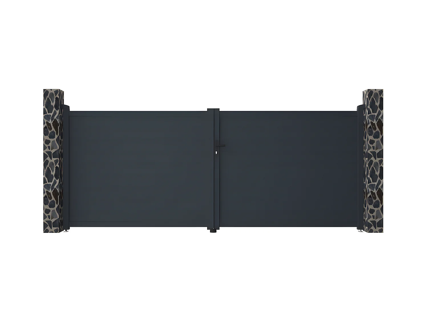 Gartentor Flügeltor Doppeltor - 397 x 166 cm - voll - Aluminium - Anthrazit - NAZARIO