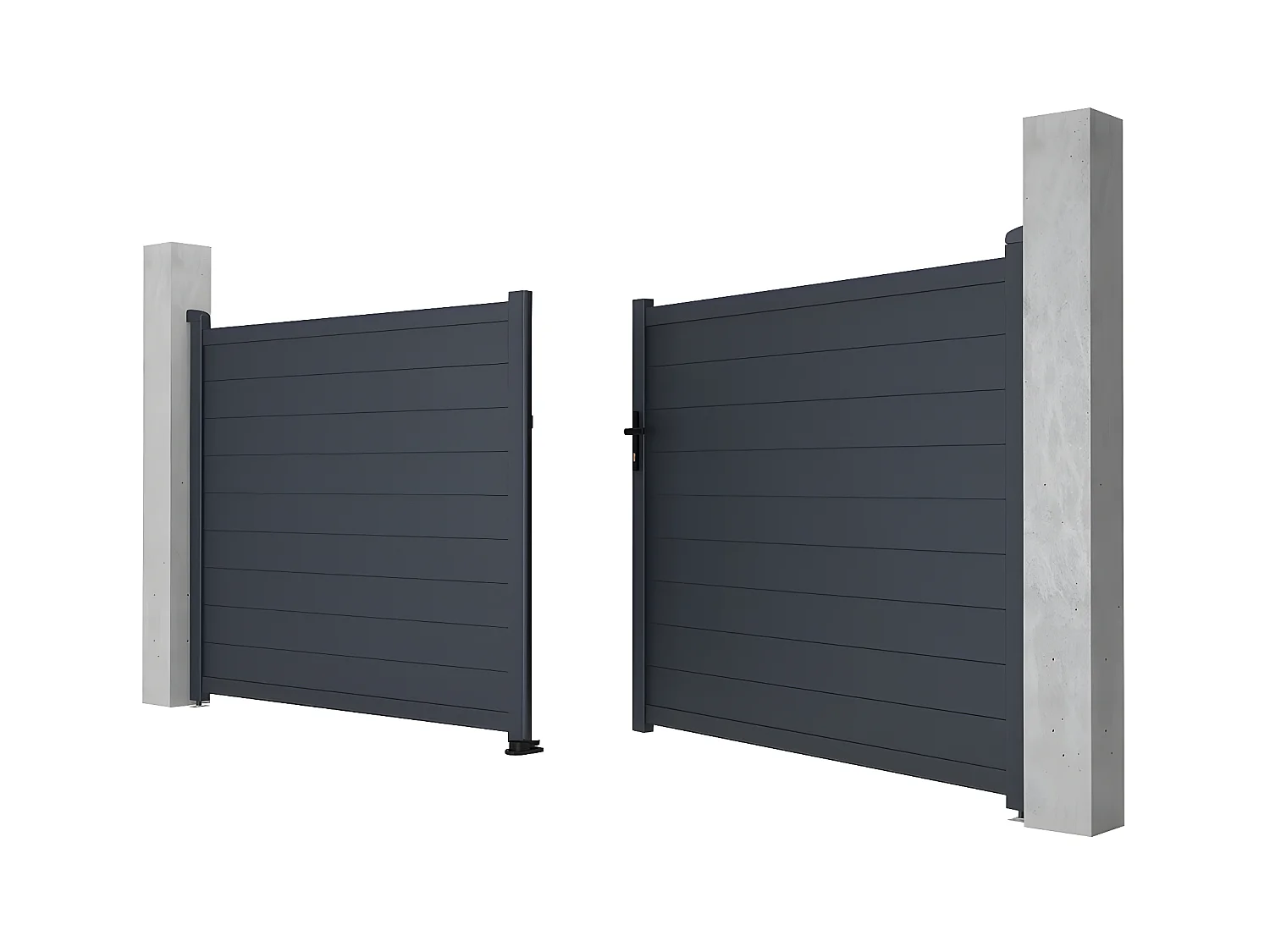Gartentor Flügeltor Doppeltor - 397 x 166 cm - voll - Aluminium - Anthrazit - NAZARIO