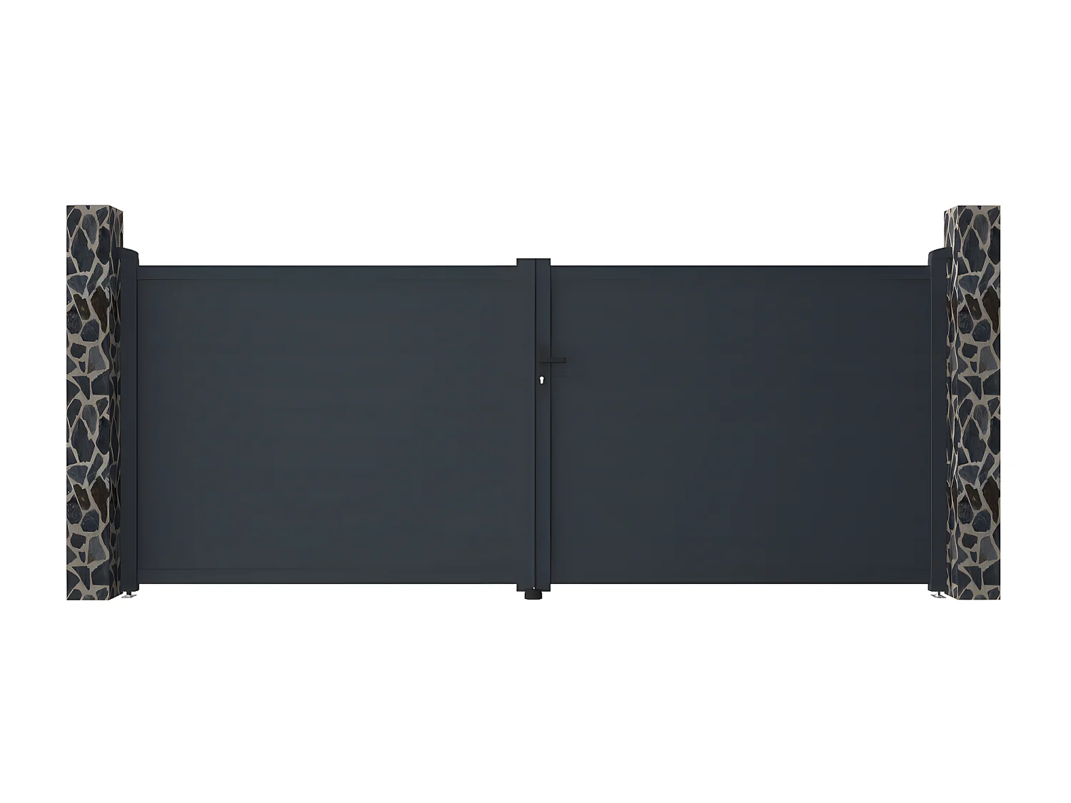 Portail battant aluminium plein L397 x H166 cm anthracite - NAZARIO