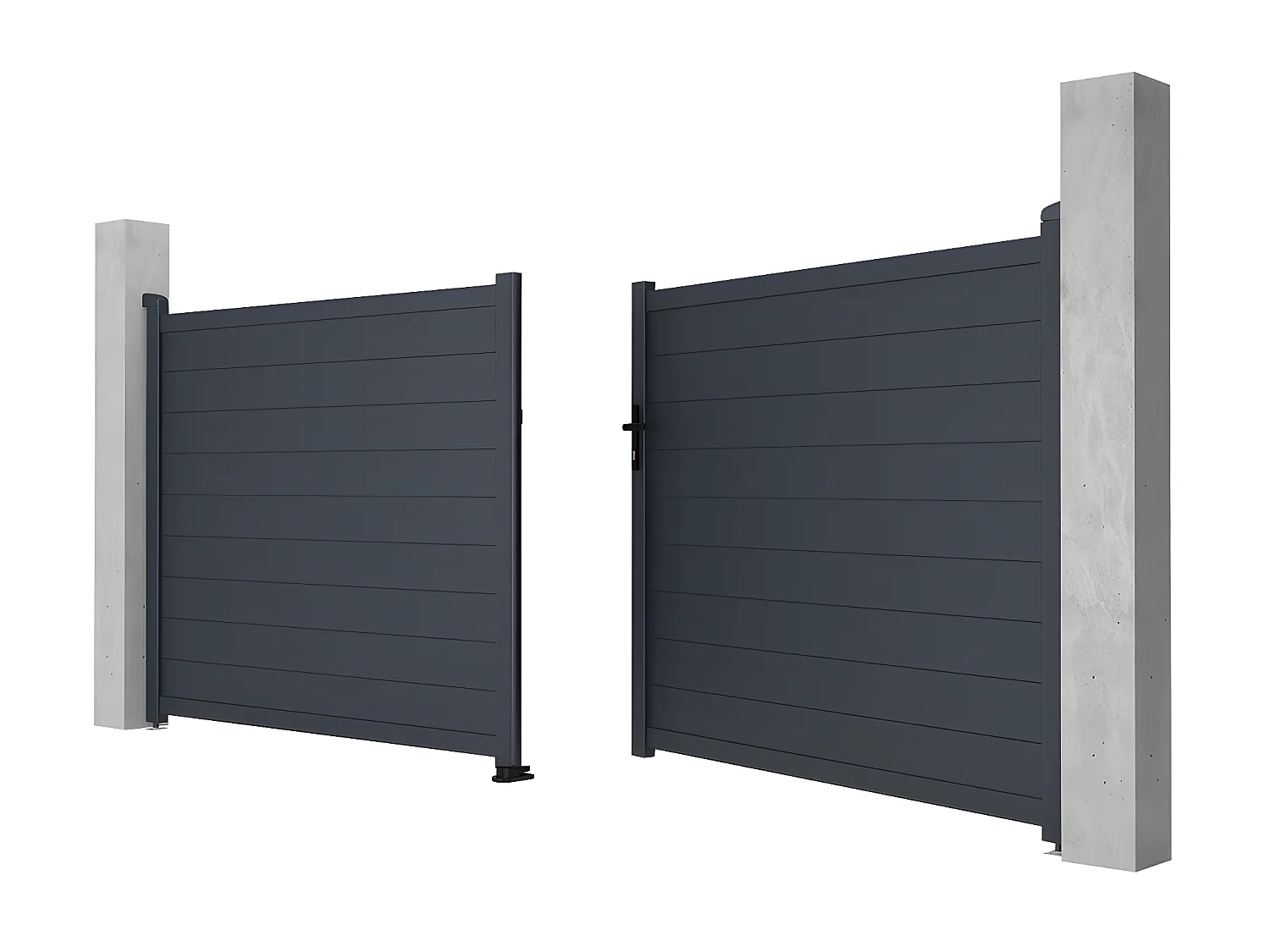 Portail battant aluminium plein L397 x H166 cm anthracite - NAZARIO