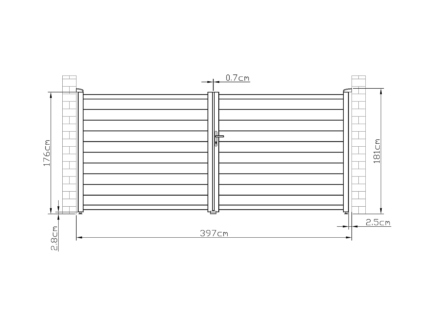 Portón de aluminio color antracita NAZARIO - Ancho 392 x Alt. 173 cm