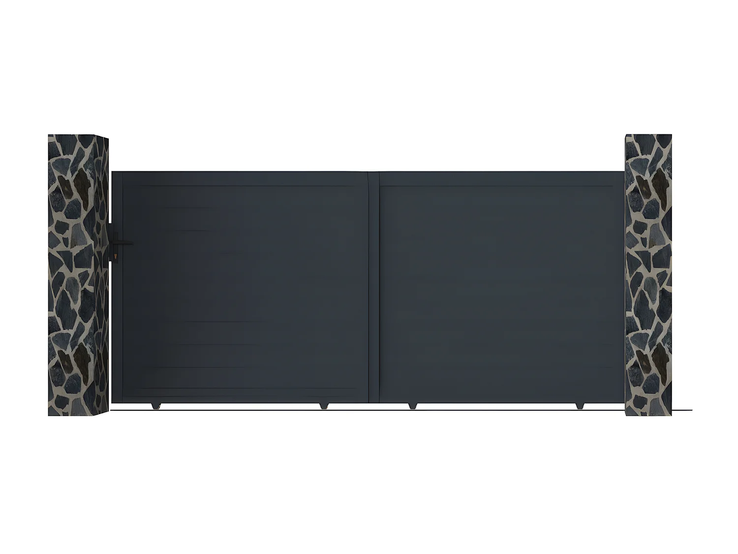 Schuifpoort van antraciet opengewerkt aluminium - L374 x 165 cm - NAZARIO