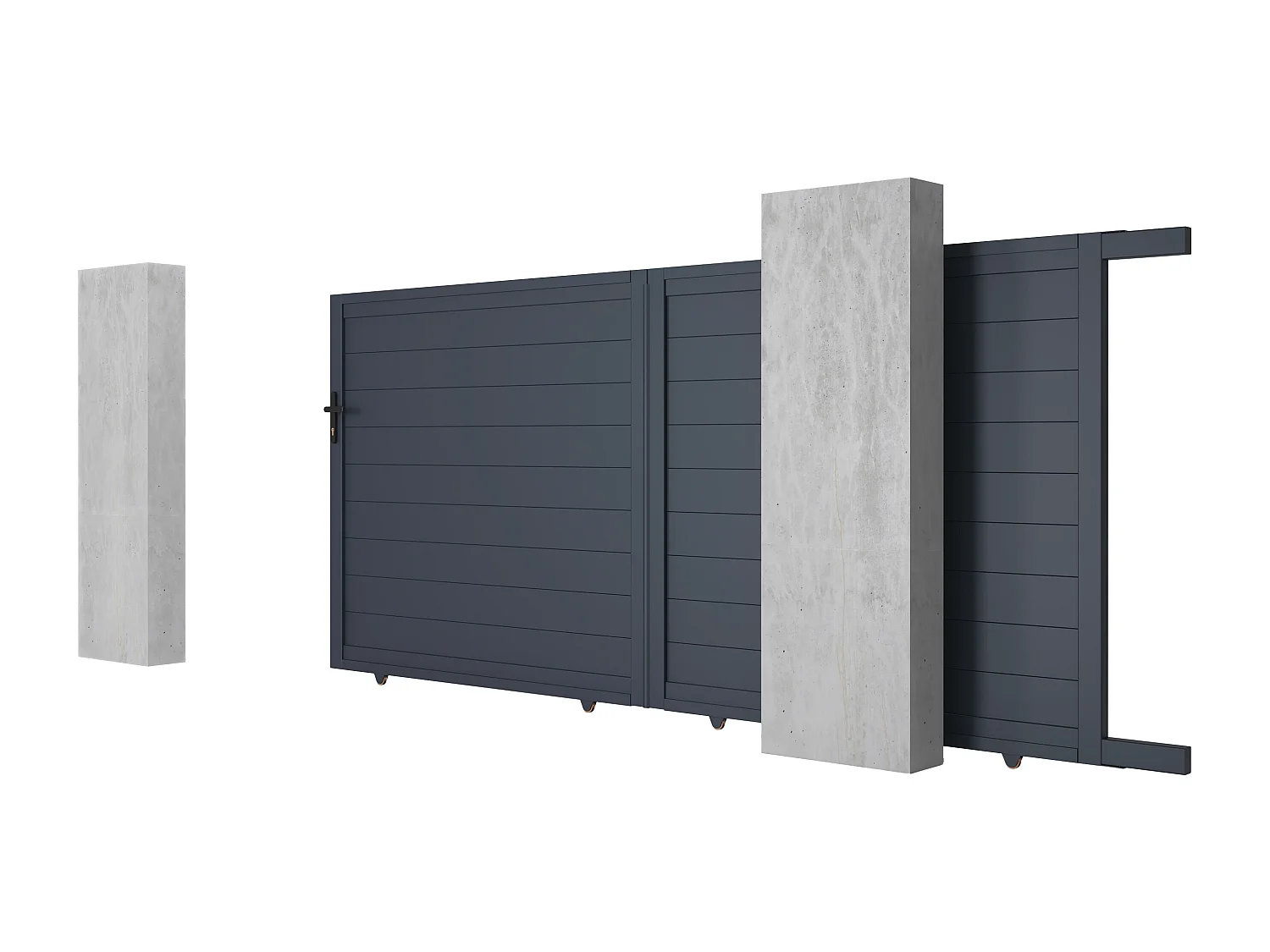 Schuifpoort van antraciet opengewerkt aluminium - L374 x 165 cm - NAZARIO