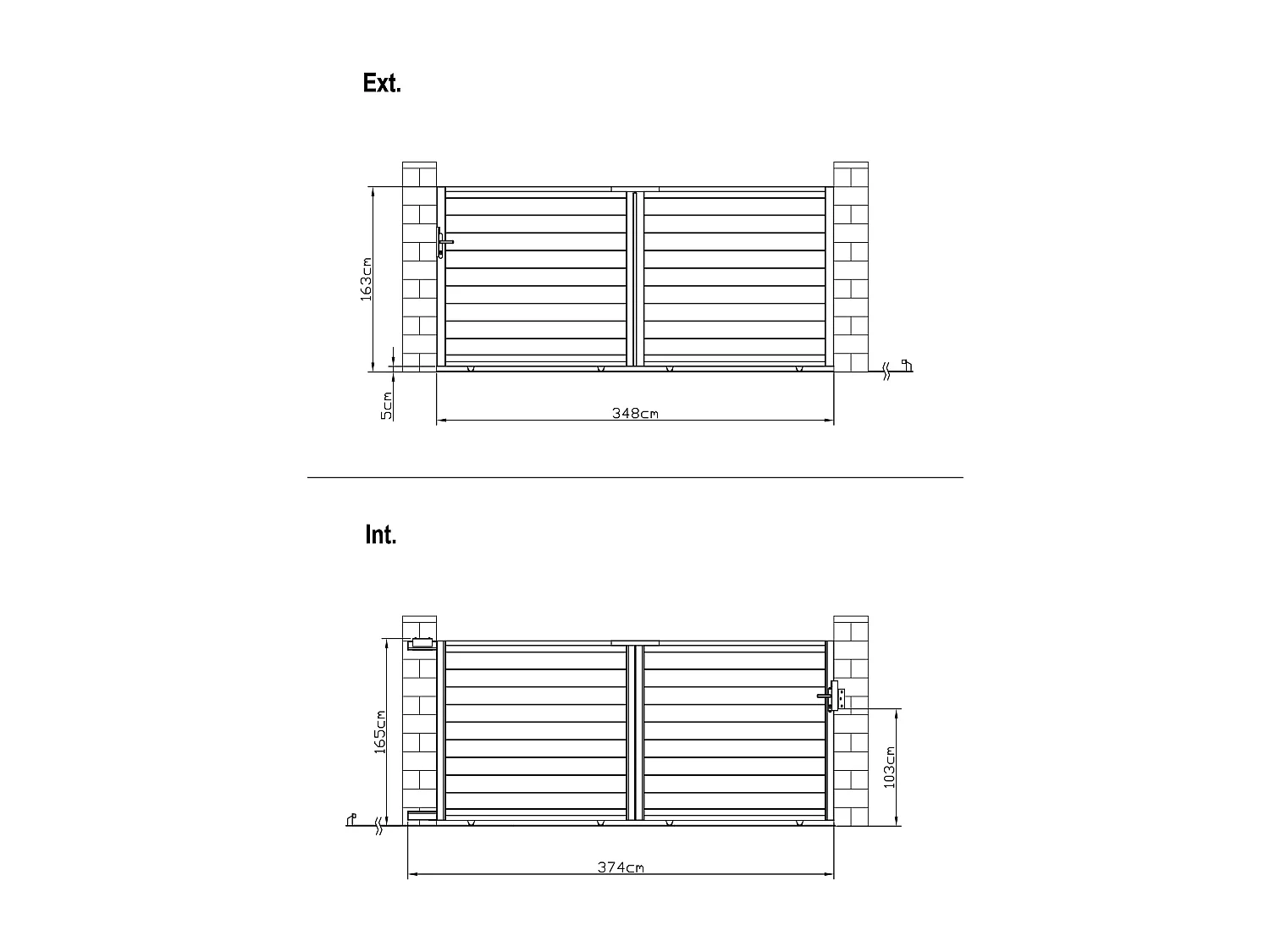 Schuifpoort van antraciet opengewerkt aluminium - L374 x 165 cm - NAZARIO