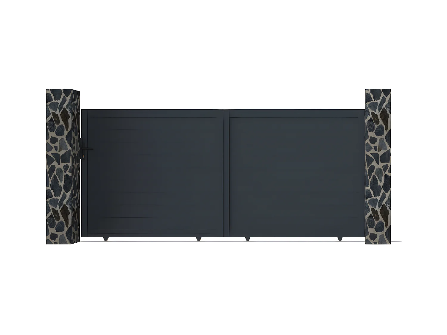 Portail coulissant aluminium plein L374 x H165 cm anthracite - NAZARIO