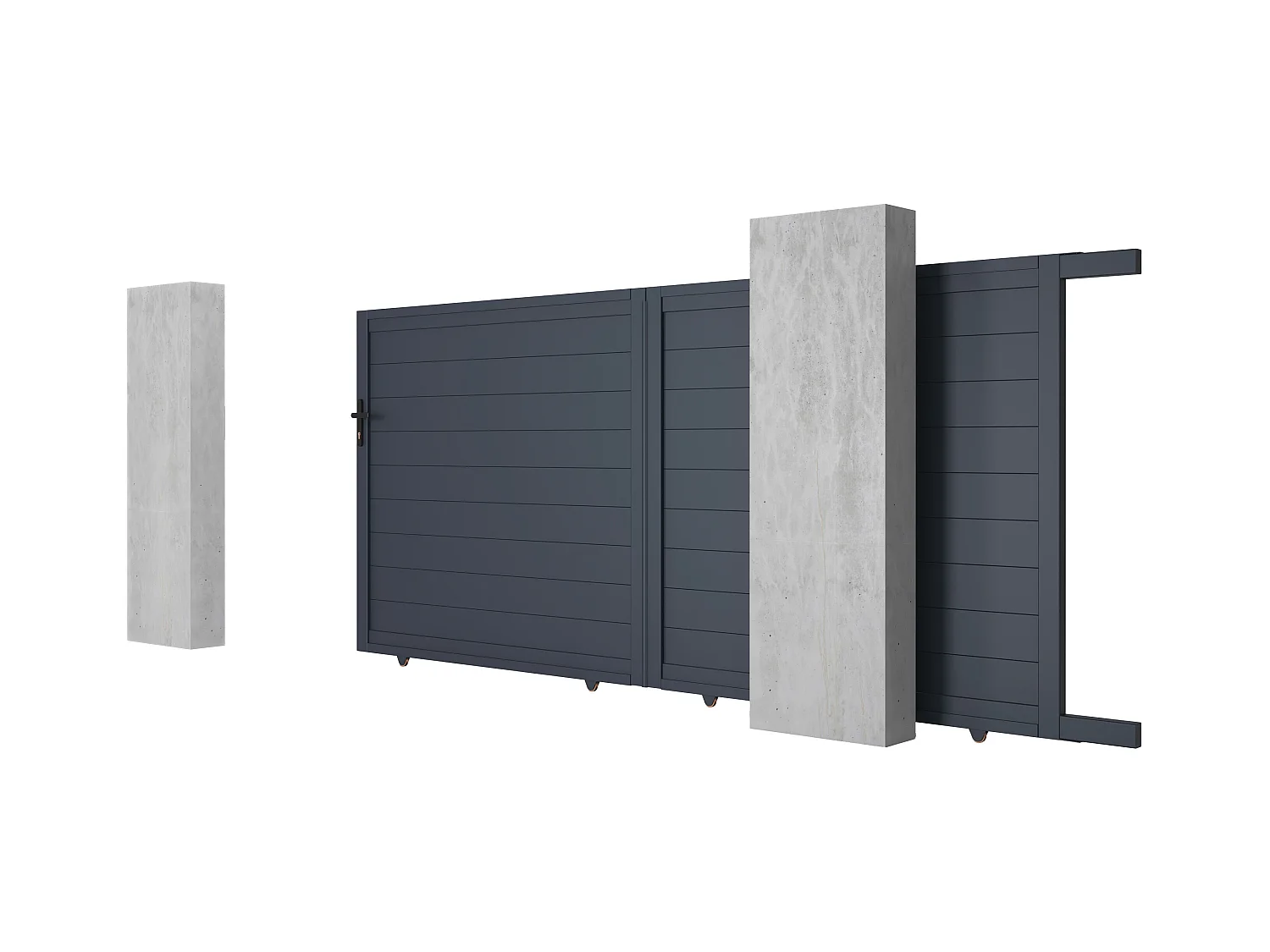 Portail coulissant aluminium plein L374 x H165 cm anthracite - NAZARIO