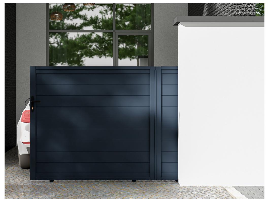 Portón corredero de aluminio antracita NAZARIO - Ancho 350 x Alt. 158 cm