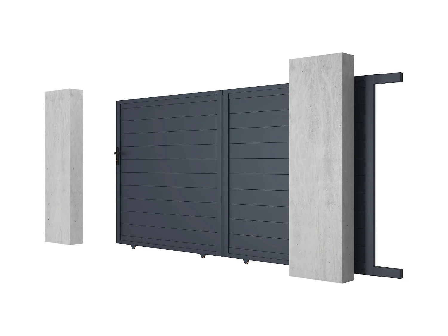 Brama wjazdowa przesuwna NAZARIO, pełna, z aluminium w kolorze antracytowym – 350 × 173 cm