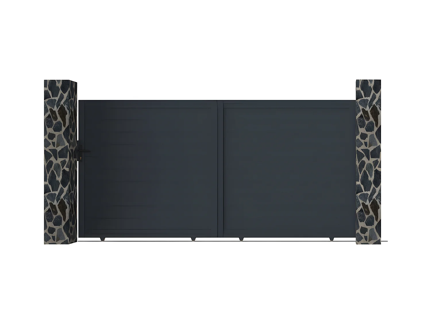 Portail coulissant aluminium plein L374 x H180 cm anthracite - NAZARIO