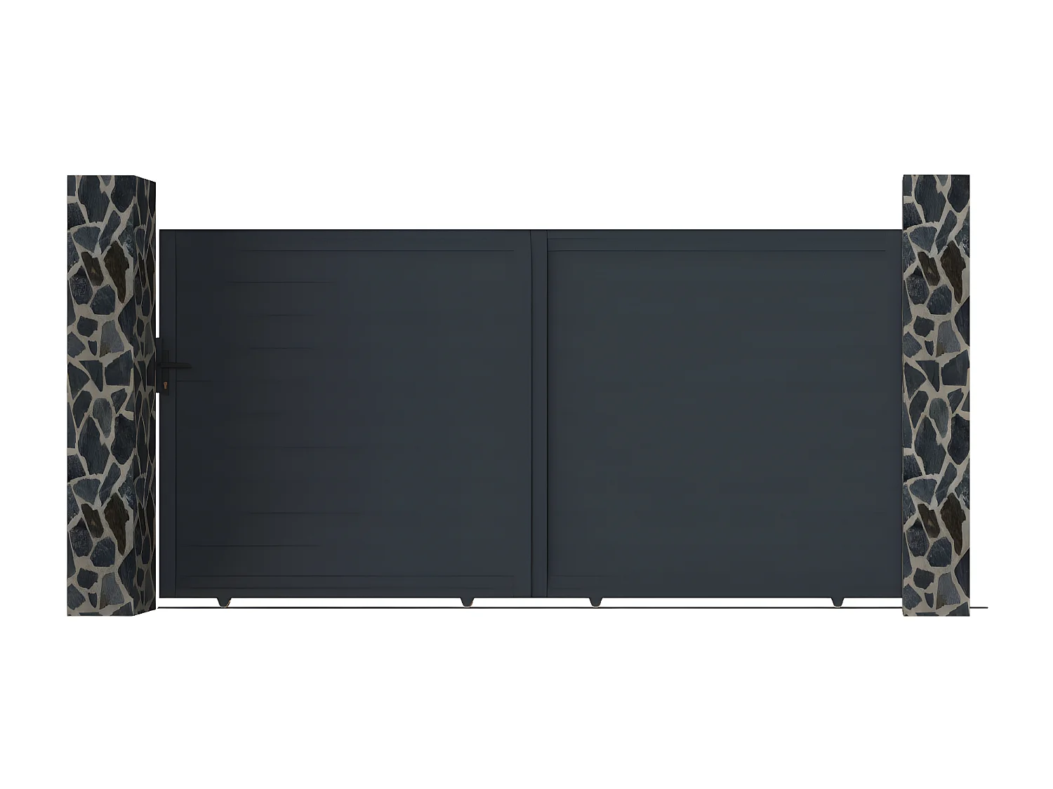 Portail coulissant aluminium plein L374 x H180 cm anthracite - NAZARIO