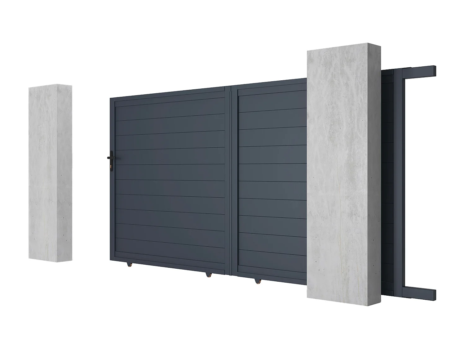 Portail coulissant aluminium plein L374 x H180 cm anthracite - NAZARIO